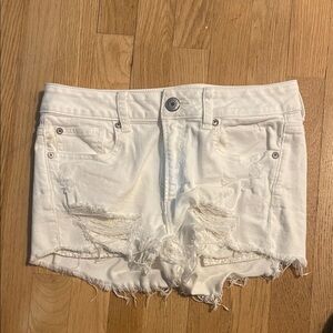 American Eagle Outfitters White Ripped Jean Shorts